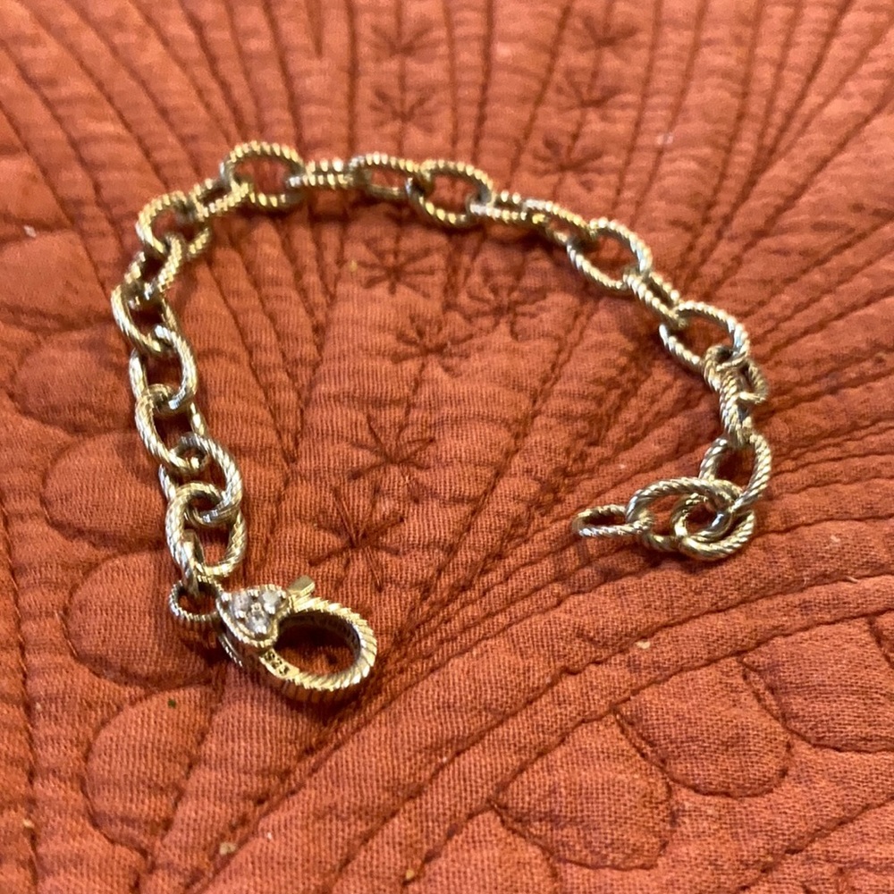 Ross Simons 925 Sterling Goldstone Italy CZ Bracelet